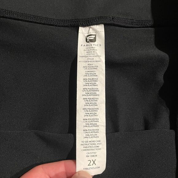 Fabletics Mesh Powerhold Leggings Black/Copper Plus Size: 2X - Picture 3 of 10